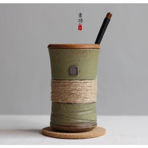 380ML Japanese style Ceramic mug vintage bands individuality brief ceramic mug belt with cover and spoon coffee gift