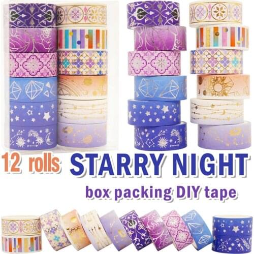 12 Roll/set Universe Starry Star Washi Tape Gold Adhesive Masking Tapes Album Diary Scrapbooking Sticker Decoration