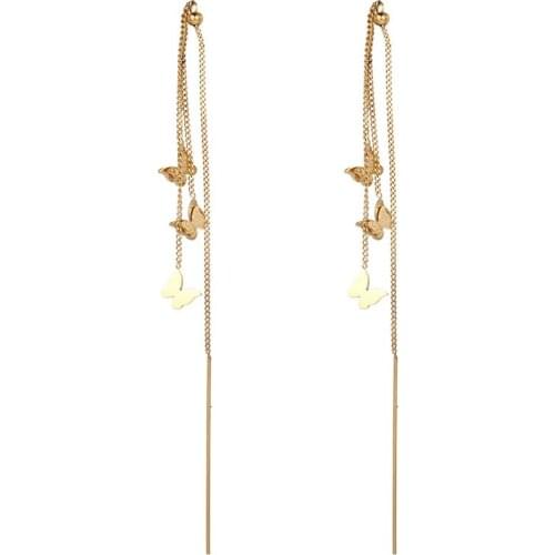 Korean Earrings Fashion Jewelry Tassel Retro Long Earrings Chain Metal Texture Earrings For Women Statement Earrings Wholesale