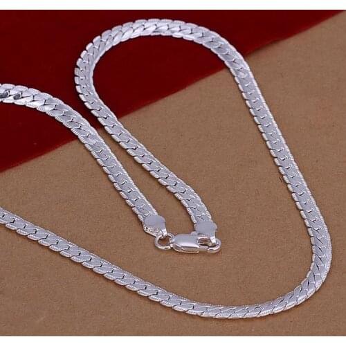 Pretty Silver Plated Necklaces For Women Wholesale Free Shipping Charm Christmas Gifts Fashion Jewelry 5mm Necklace N130