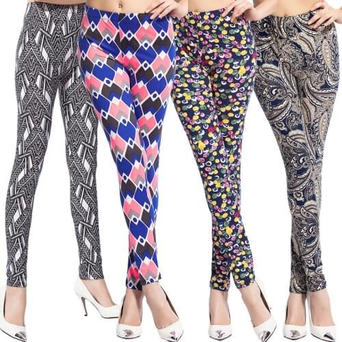 Womens Leggings Spring and Autumn Fashion Flowery Leggings Slim Stitch Leggings High Stretch Pencil Leggings Womens Trousers