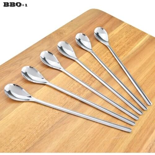 304 Stainless Steel Long Handle Iced Tea Spoon Coffee Spoon Set Cold Drink Fruit Juice Long Ice Scoop Mixing Spoon