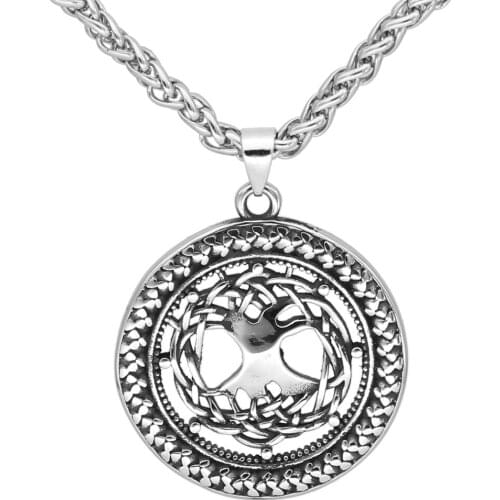 Men stainless steel viking Yggdrasil Tree of Life amulet Pendant necklace