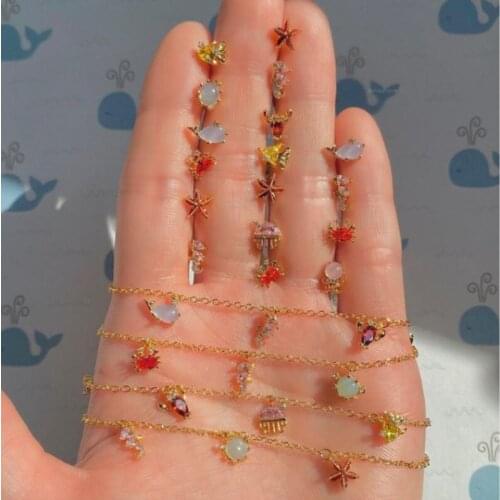 New Design 14K Gold Plated Zircon Anklets for Women Cute Ocean Fish Starfish Bracelets&anklets