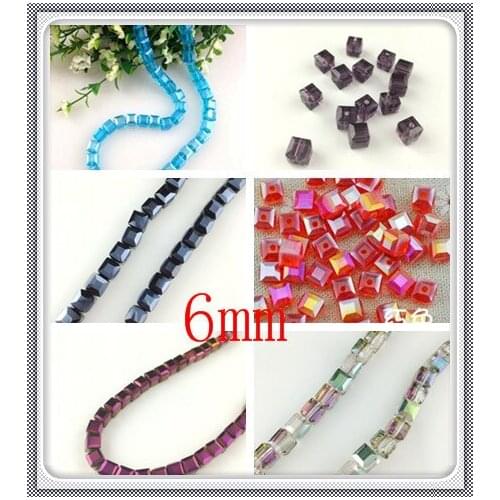 Wholesale 500pcs/Lot 6mm Faceted Cube Lampwork Glass Beads Small Square Crystal Spacer Beads For Jewelry Making Craft DIY Beads