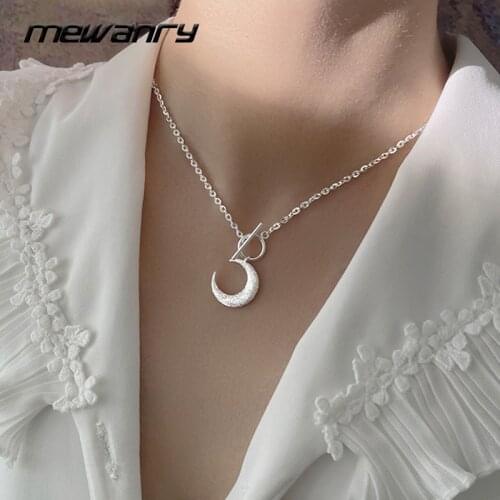 Mewanry 925 Sterling Silver Clavicle Chain Necklace 2021 Trend Elegant Sweet Moon Bride Jewelry Gift for Women Party Accessories
