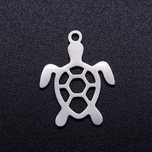 10pcs Polished Real Stainless Steel Tortoise Charms Tortoise Pendant for DIY Necklace Bracelet Jewelry Making Accessories
