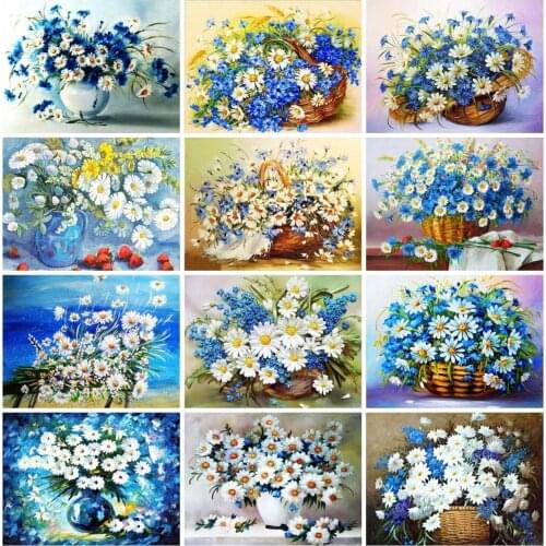 Full 5D Diy Diamond Painting Flowers Cross Stitch 3D Diamond Mosaic Daisy Picture Rhinesrtones Embroidery Handicraft Home Decor