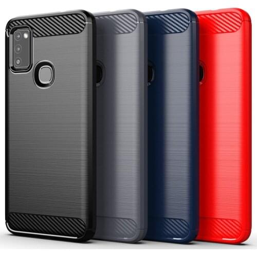 50pcs Carbon Fiber Soft TPU Rubber Case Shockproof Armor Cover For Samsung Galaxy A01 Core A21S A11 A21 A31 A41 A51 A71 A81 A91