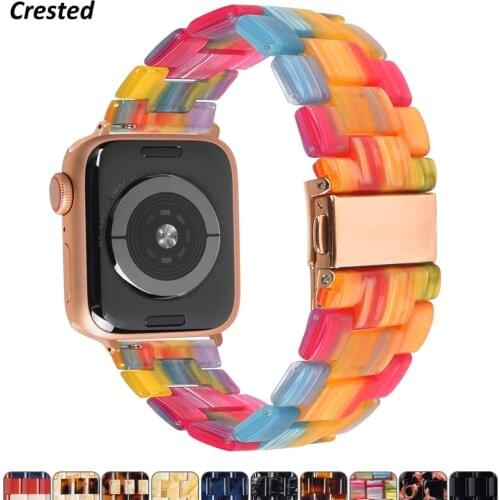 Resin Strap for apple watch band 44mm 40mm 42mm 40mm Accessoreis luxury watchband belt bracelet iWatch series 3 4 5 se 6 band