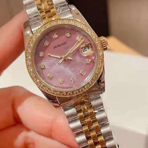 Luxury brand 31mm ladies watch automatic mechanical sapphire 316L stainless steel pink dial ladies clock12633