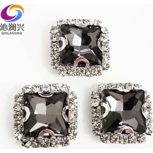 Gray square shape high quality Crystal glass buckle, sew on rhinestones for Diy/jewelry accessories 8mm/10mm/12mm/14mm SQK03