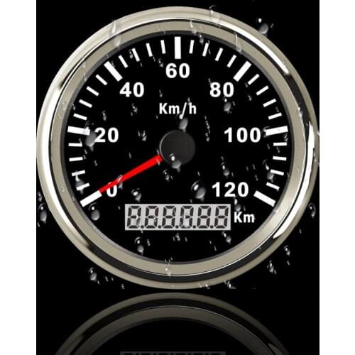 Stainless Steel 316L Bezel 85mm 120KMH Boat Car GPS Speedometer Waterproof IP67 Digital Gauge Red Backlight for Yacht Motorcycle