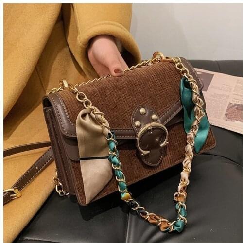 Corduroy women Brand Shoulder Bags 2021 Chain Luxury Womens Designer Crossbody Bags Female Brand Small Handbags Ladies Flip Bag