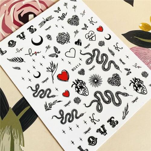 WG414 WG455 Snake heart shape donut sandwich 3D Back glue Nail decal Nail sticker Nail decoration Nail art Nail ornament