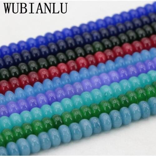 WUBIANLU New 5X8mm Chalcedony Abacus Shaped Loose Bead Fashion DIY Women Charms For Jewelry Making Beads Necklace Bracelet 2PCS
