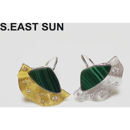 S.EAST SUN Weilan pure silver S925 with Malachite zircon is simple and gorgeous, and the ring is handmade