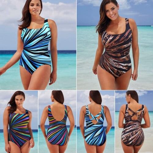Plus Size Vintage Print Bathing Suit Women Push Up Large Size Swimsuit Women Retro One Piece Swimwear Monikini