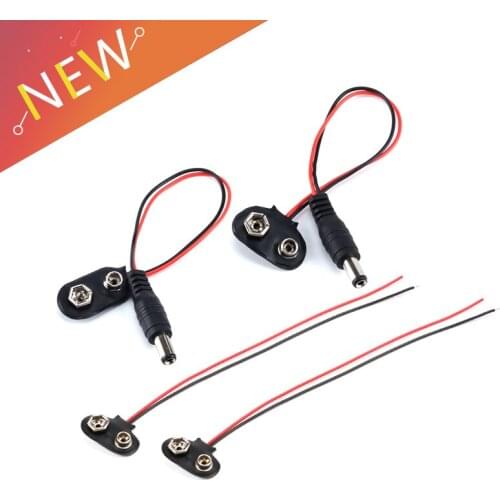 10pcs 6F22 9V Battery Adapter Snap Connector clip Lead Wires holder DC 5.5*2.1 jack Clip Power cable For Arduino DIY Jack