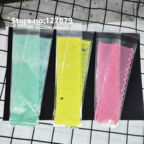 100pcs 6*20cm Long Transparent Self-adhesive Seal OPP DIY Gift and Candy Packaging Bags Cookie Finger Biscuits Baking Bags