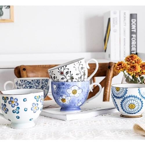 400ml tall breakfast cup Japanese style home department store cup ceramic water cup household cereal milk cup coffee cup