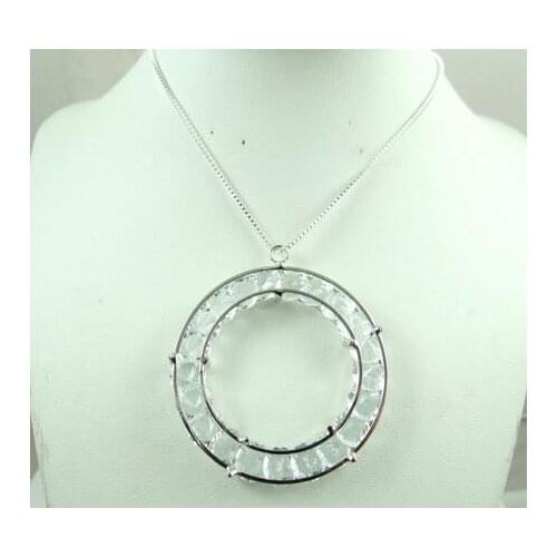 56*48MM wholesale Natural Quartz crystal Circular crystal Silver alloy pendant for diy Jewelry making necklaces Accessories A5