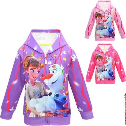 Disney Frozen Elsa Children Hooded Sweatshirt Boys Girls Cartoon Long Sleeve Zipper Jacket Kids Spring Autumn Cotton Clothes