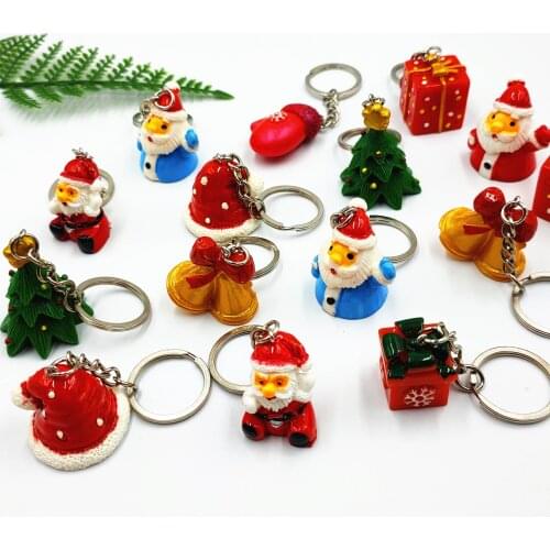 Creative cartoon resin Christmas old man Christmas tree series key chain bag car pendant small gift