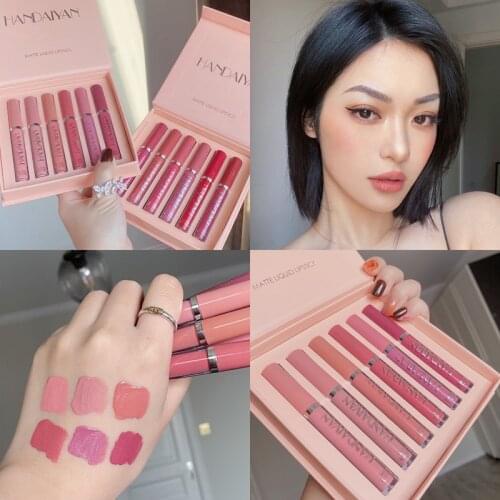 6PCS/SET Matte Liquid Lipstick Waterproof Long Lasting Moisturizer Velvet Lip Gloss Glazed Lip Stick Maquillage Lip Tint Makeup