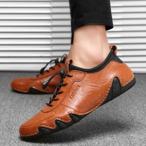 High Quality Men Shoes Genuine Leather Men Casual Shoes Summer Mens Loafers Slip-on Soft Mens Flat Shoes Driving Shoes Leather