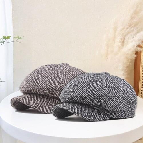 Plus Size Men Berets Hat Autumn New Vintage Herringbone Octagon Cap WomenS Casual Pumpkin Hat Flat Beret