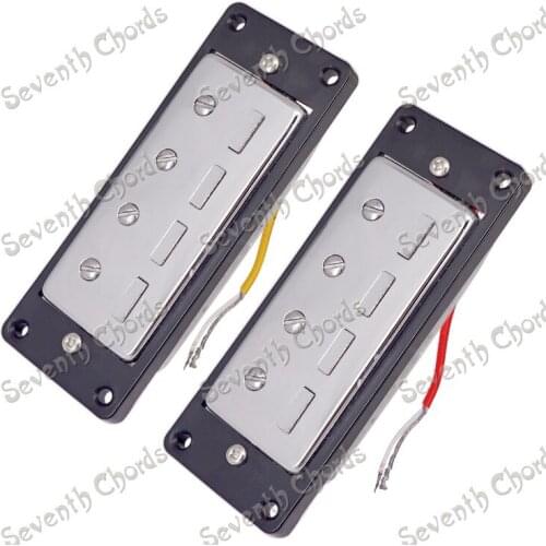 A Set of 2 Pcs Mini Chrome 4 string Bass Guitar Humbucker Pickups with Black Ring