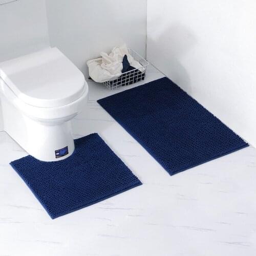 Solid Color Bathroom Mat Set 2 Pcs / Lot High-quality Non-slip Highly Absorbent Toilet U-shaped Bath Rug Mat Set Bathroom Carpet