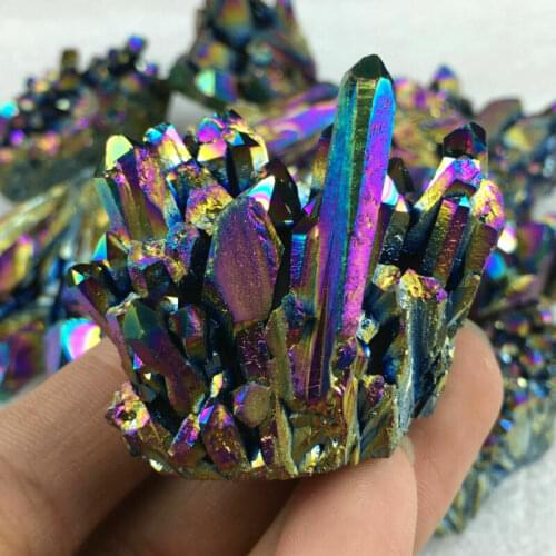 Natural Quartz Crystal Rainbow Titanium Cluster Mineral Specimen Healing Stone Wedding Stamps Specimen Healing Hot Sale