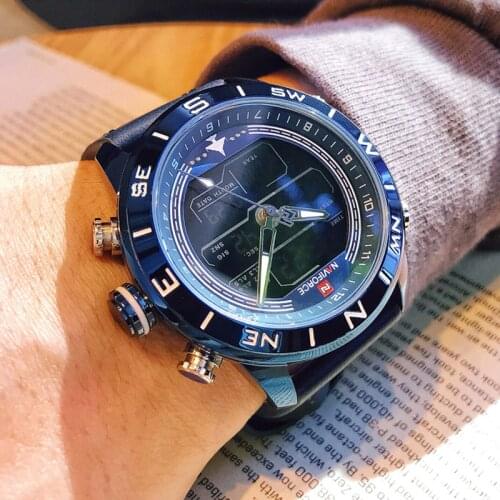 NAVIFORCE Mens Fashion Gold Sports Watches Army Military LED Analog Digital Quartz Wrist Watch Leather Clock Relogio Masculino