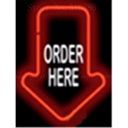Small Order Here with Arrow NEON SIGN REAL GLASS BEER BAR PUB LIGHT SIGNS store display Food drink Advertising Lights 17*14"