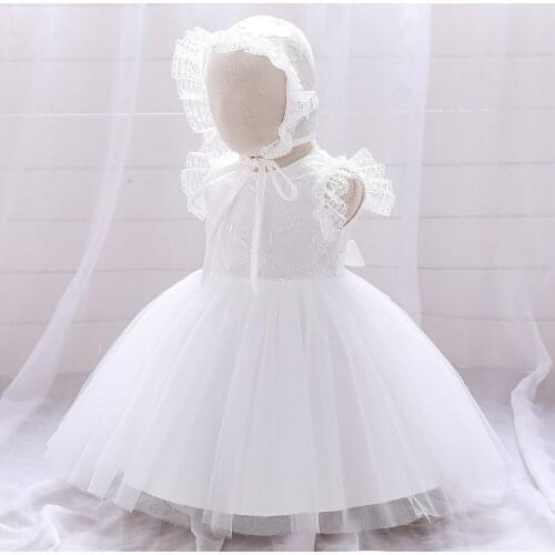 LZH 2021 New Girls Pure White Wedding Birthday Party Dress Embroidered Meshing Princess Dress For Toddler Baby Girls Dresses
