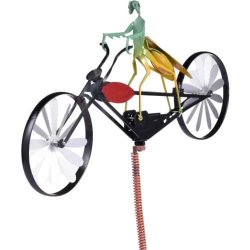 New Bike Windmill Spinner Metal Whirligig Animal Art Wind Spinner Garden Decoration Funny Bicycle Wind Indicator Decor