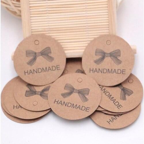 Wholesale 200pcs/lot Jewelry Ear Studs Packaging Display Cards Thick Kraft Paper Earrings Card Jewelry Price Tags 3.5cm Tags