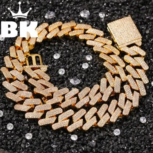 18mm Cubic Zircon 3rows Cubans Link Necklace Gold Plated Luxury Copper Micro Paved CZ Cuban Chain 16/18/20inch