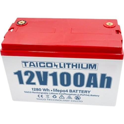 TAICO 12.8v 100ah Rechargeable lifepo4 Battery OEM Logo 12v RV Lithium Ion Battery for solar