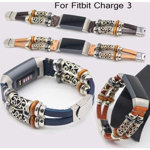 Genuine Leather Watch strap Band For Fitbit Charge 3 Replacement Retro strap for fitbit charge 3 wristband DIY Fashion bracelet