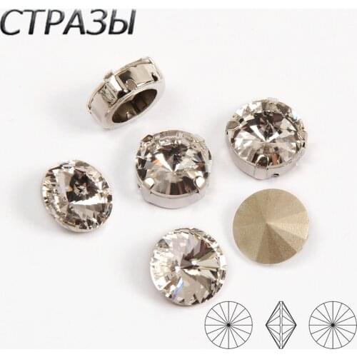 Rivoli K9 Crystal Rhinestones Glass Bright Sew On Rinestone Sliver Gold Setting Base Craft Diy Jewelry Clothing Accessories