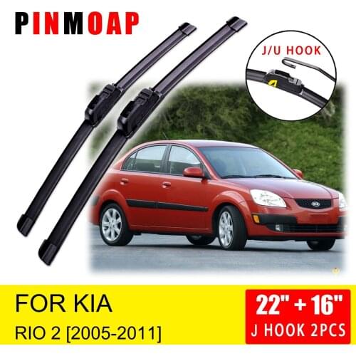 For KIA RIO 2 II 2005 2006 2007 2008 2009 2010 2011 JB Front Wiper Blades Brushes Cutter Accessories U J Hook