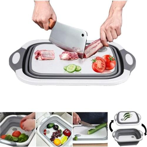 Foldable Multifunction 3 In 1Chopping Board Vegetable Fruit Wash and Drain Sink Storage Basket Kitchen Drain Basket