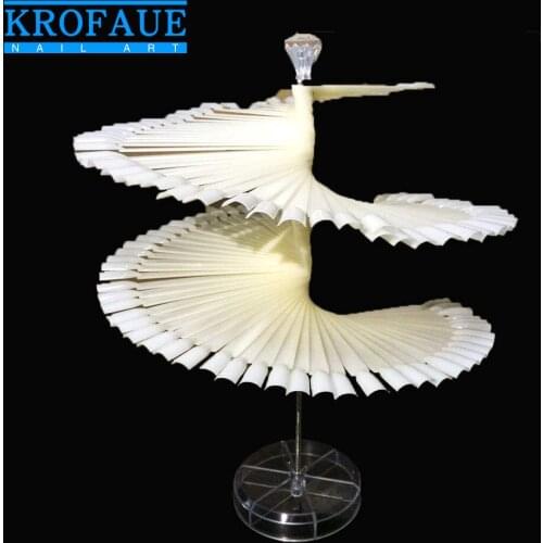 KROFAUE 120 Pcs False Nail Tip For Demonstration Display Stand Nail Art Manicure Practice Tool White Transparent Showing Shelf
