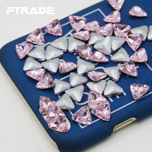 Light Pink Color Crystal Glass Point Back Tri-angle Shape Fancy Stone For DIY Wedding Dress Headpiece Jewelry Accessories 6-23mm