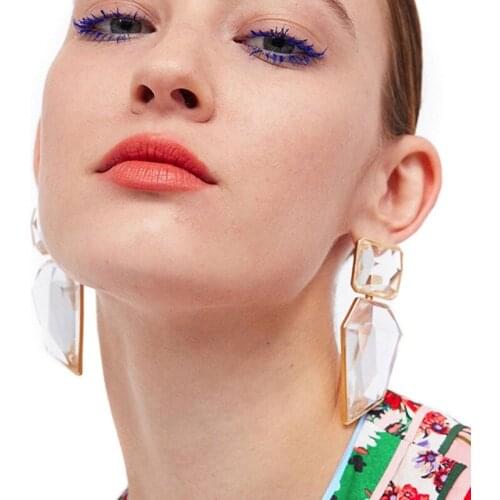 Acrylic Crystal Irregular Shape Dangle Earring Clear Geometric Statement Earrings Hypoallergenic for Women Girls