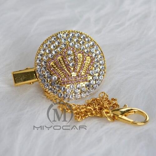MIYOCAR handmade blue king crown pacifier clip chain pacifier holder metal chain safe unique design for baby CH-3