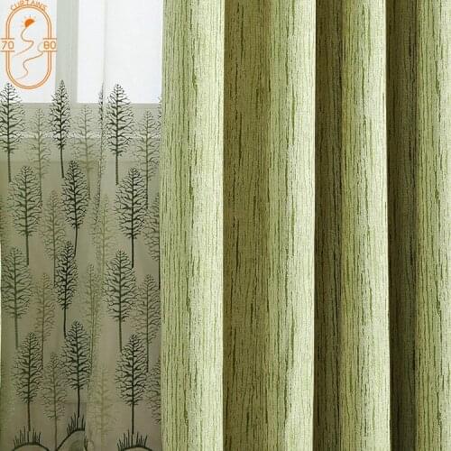 European-style Green Chenille Jacquard Curtains Thickened Full Blackout Curtains for Living Room and Bedroom Finished Products